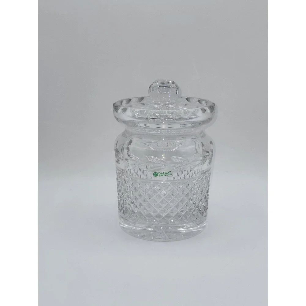 Galway Irish Crystal Biscuit Barrel Cookie Jar Cut Crystal Lidded Canister
